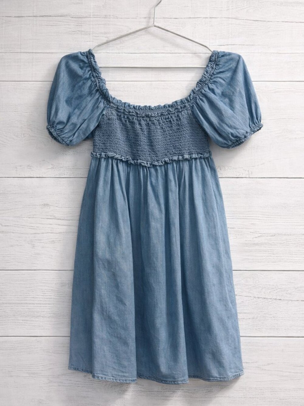 Sonoma Blue Smocked Puff Sleeve Dress Women’s Small Boho Cottagecore